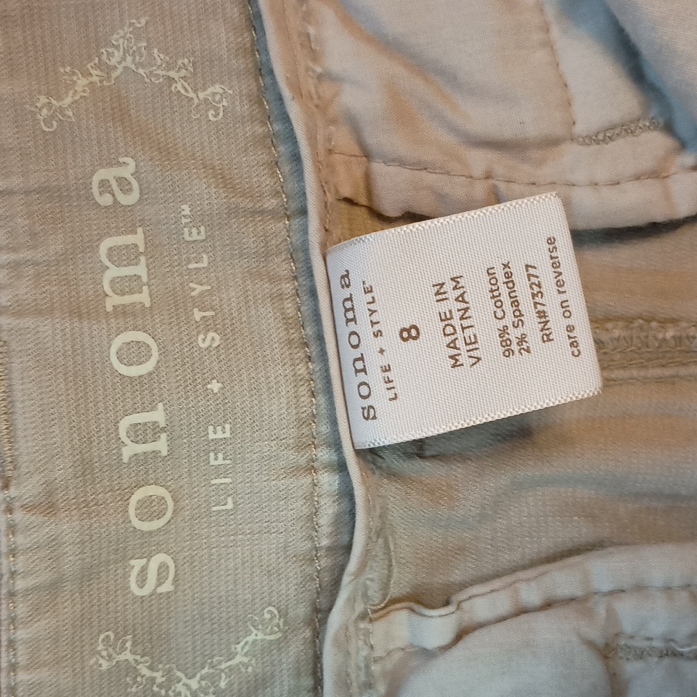 Sonoma Tan Walking Shorts Classic Cotton Blend, Women's Sz 8 - Picture 2 of 6